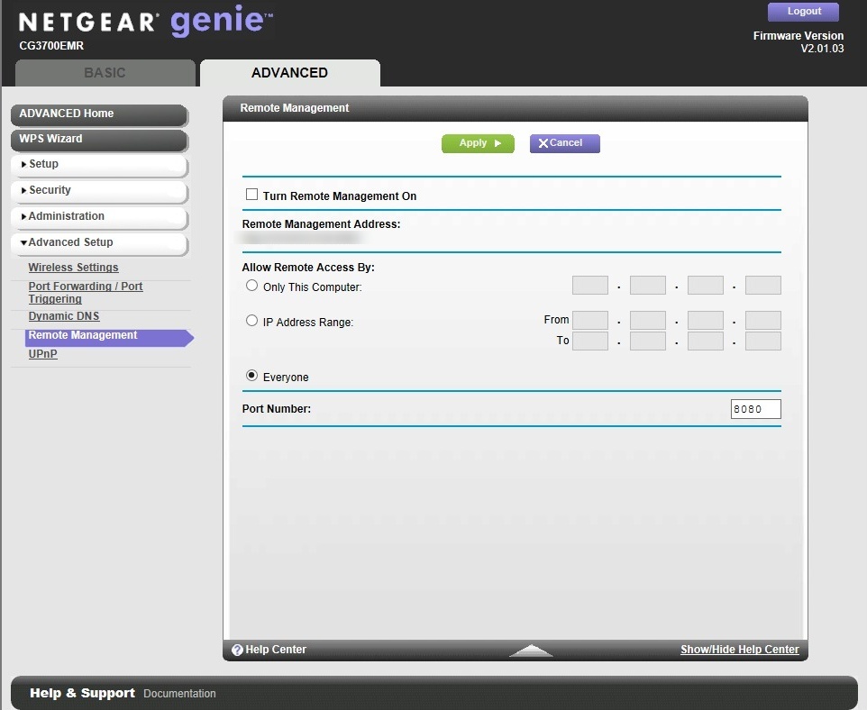 All Screenshots for the Netgear CG3700EMR