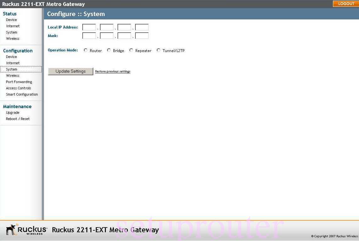 How to change the IP Address on a Ruckus 2211EXT router