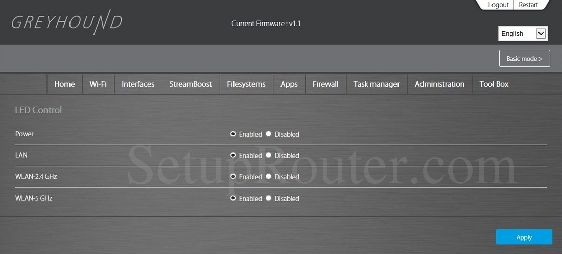 Greyhound Screenshot LEDControl