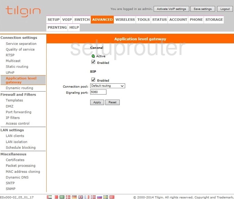 All Screenshots for the Tilgin HG2332