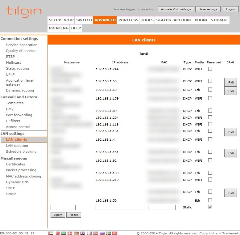 All Screenshots for the Tilgin HG2332