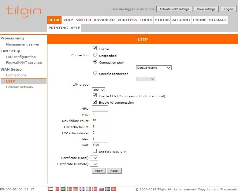 All Screenshots for the Tilgin HG2332