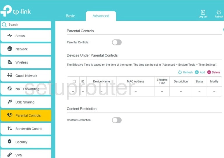 All Screenshots for the TPLink Archer VR1600v
