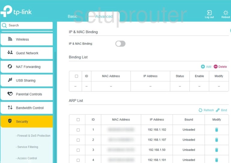 All Screenshots for the TPLink Archer VR1600v
