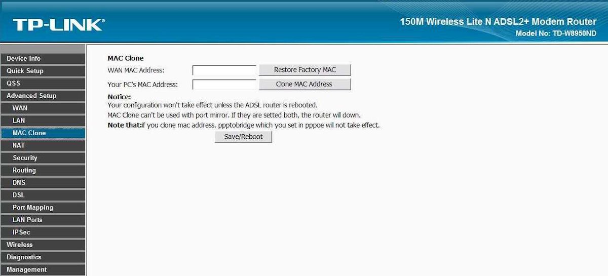 All Screenshots for the TPLink TDW8950ND