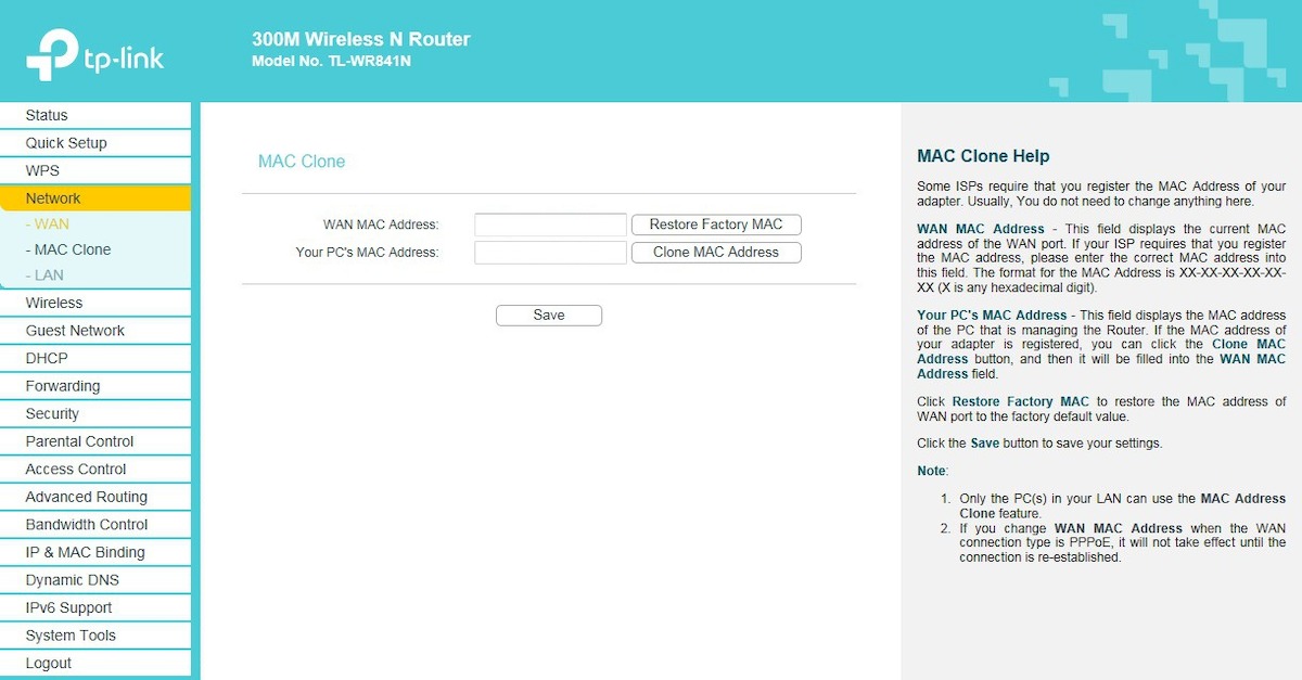 All Screenshots for the TPLink TLWR841N v12
