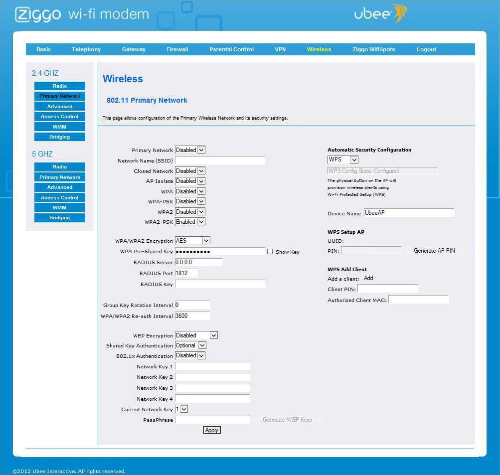Setup WiFi on the Ubee EVW321B