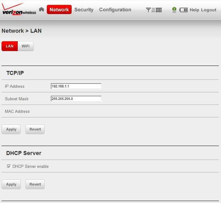 How to change the IP Address on a Verizon MiFi2200 router