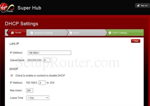 How to change the ip address of the VirginMedia SuperHub2