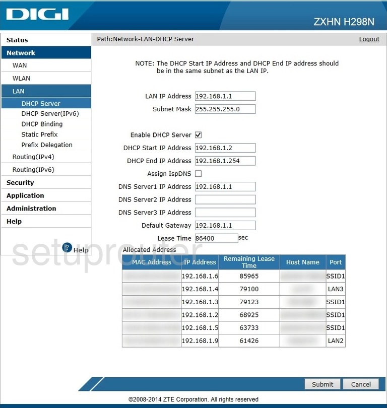 How to change the IP Address on a ZTE ZXHN H298N router