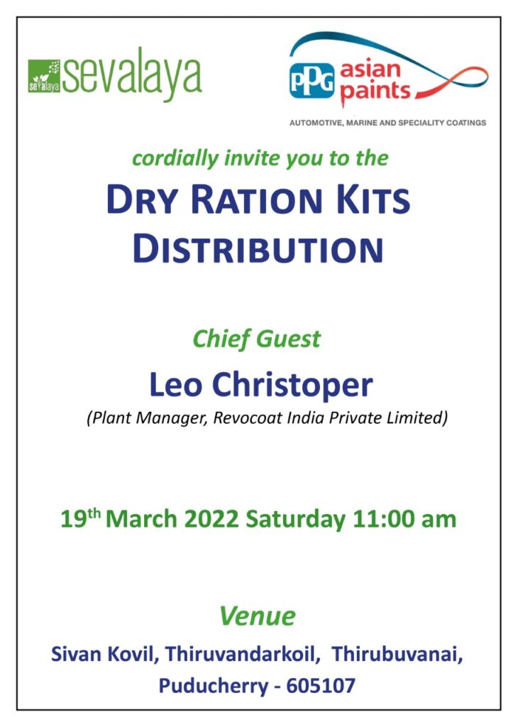 PPG Asian Paints Dry Ration Kits Distribution Sevalaya