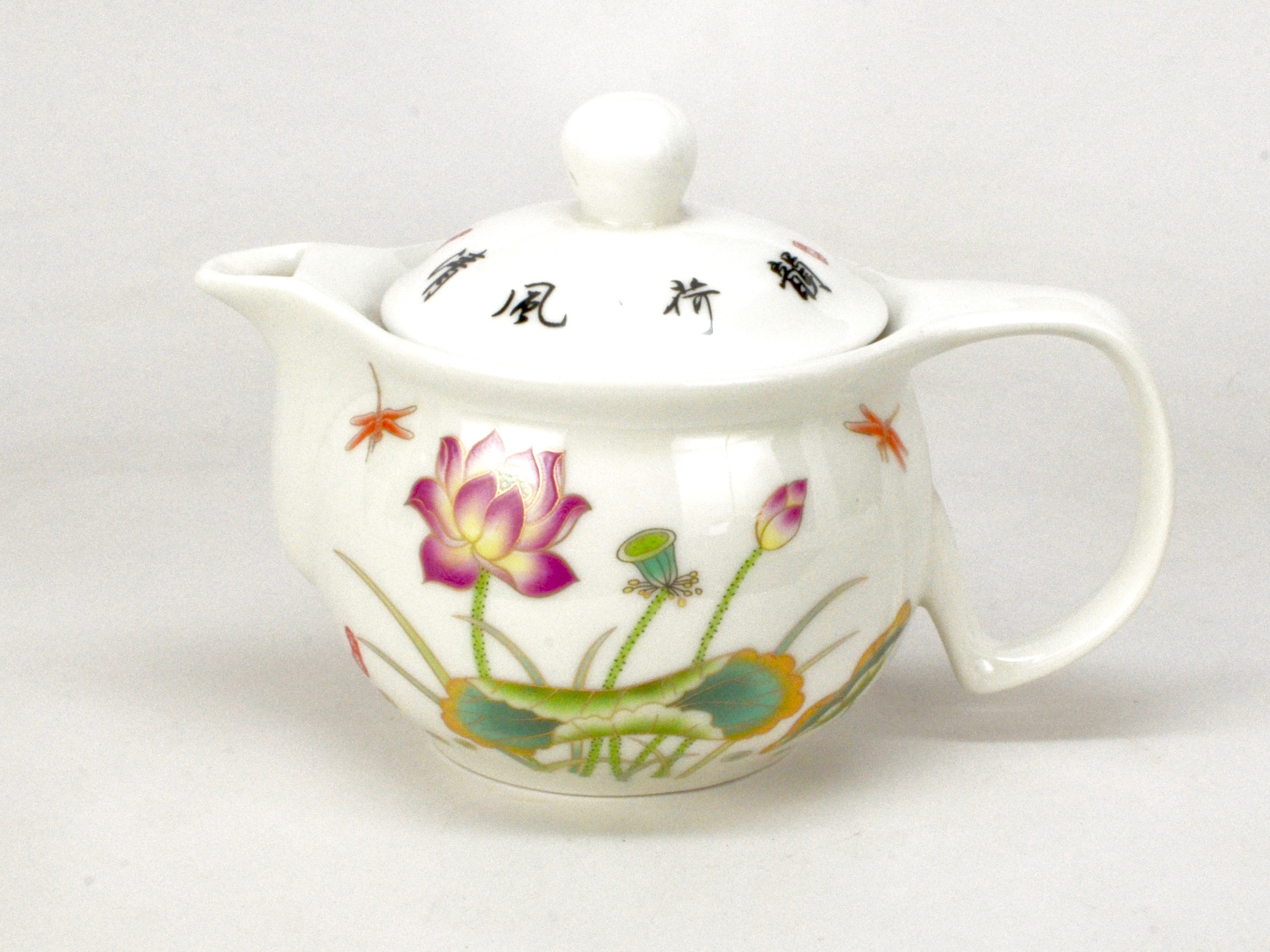 Gold Lined Lotus Flower Porcelain Tea Pot Teaware Teapot