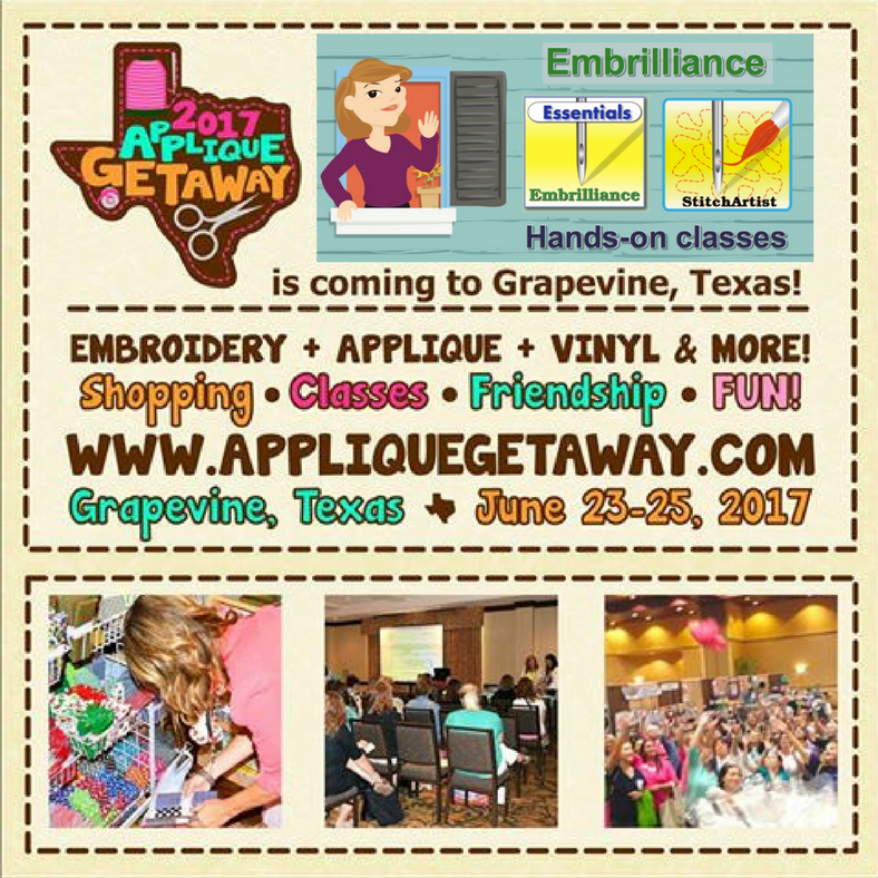 Hands On Embrilliance classes at Applique Getaway Bubbles' Menagerie Machine Embroidery