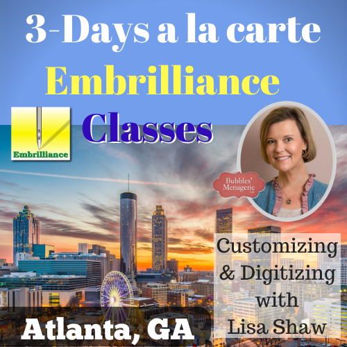 Hands on Embrilliance Classes Atlanta GA Bubbles' Menagerie Machine