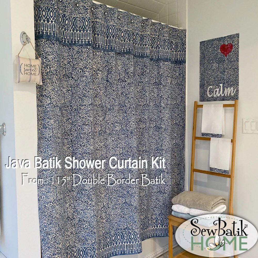 Java Batik Shower Curtain Double Border Batik SewBatik