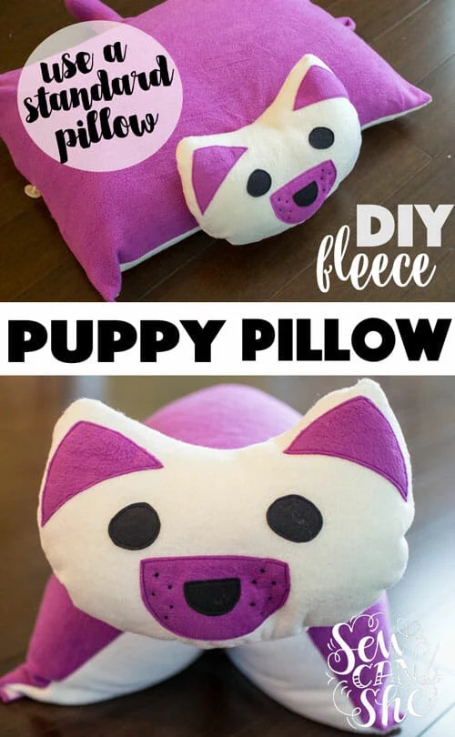DIY Puppy Pillow {free sewing pattern for a standard bed pillow}