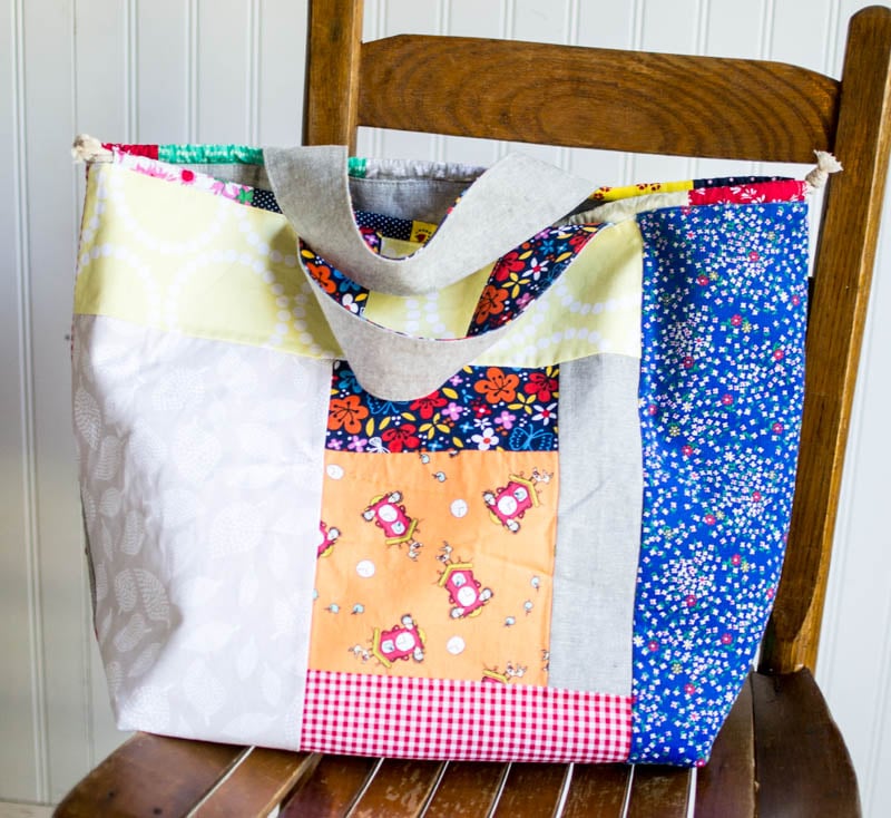 Japanese Style Knock Off Patchwork Tote Bag free sewing tutorial