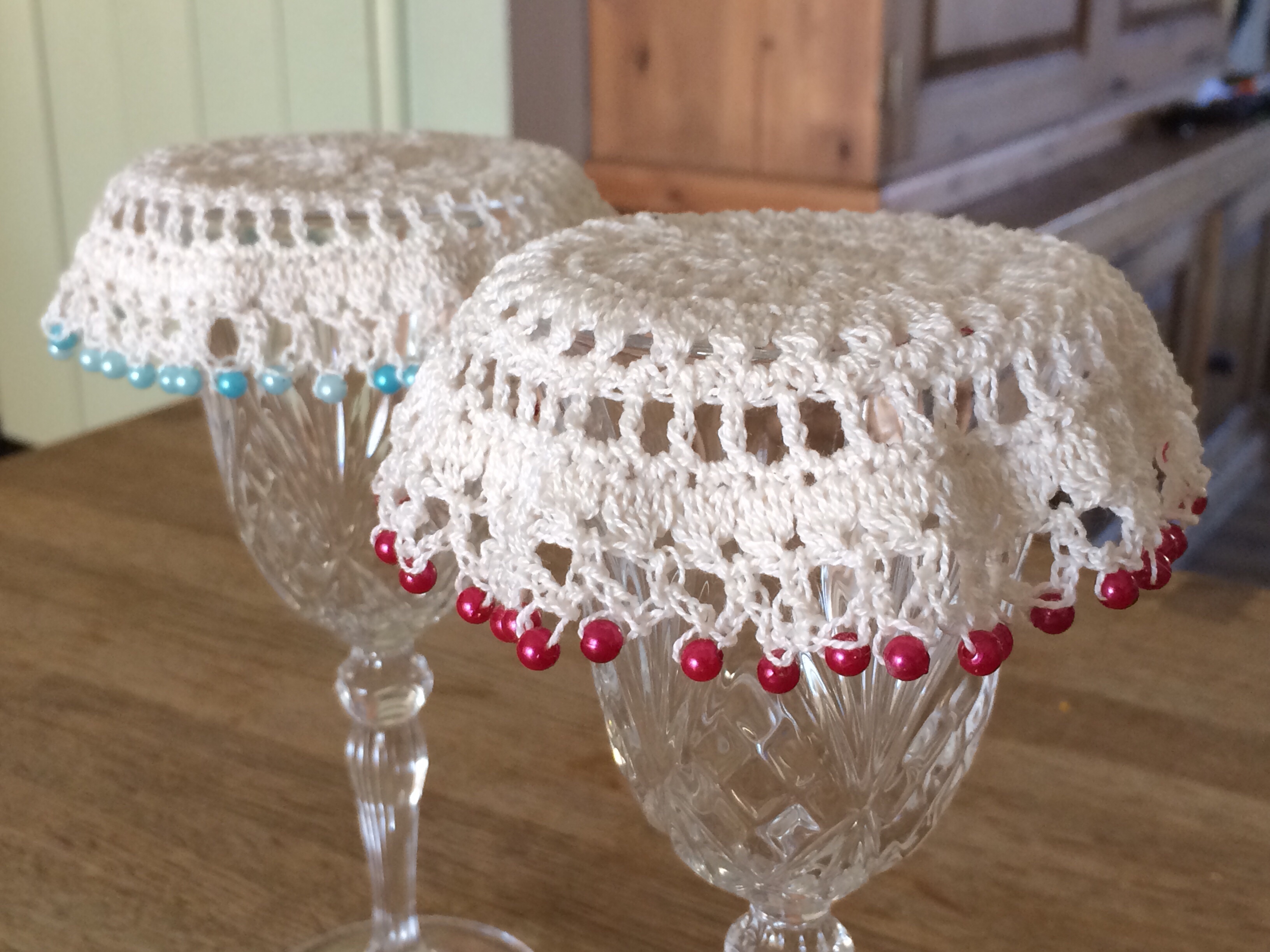 Beaded Crochet Wine Glass Covers Sewchet