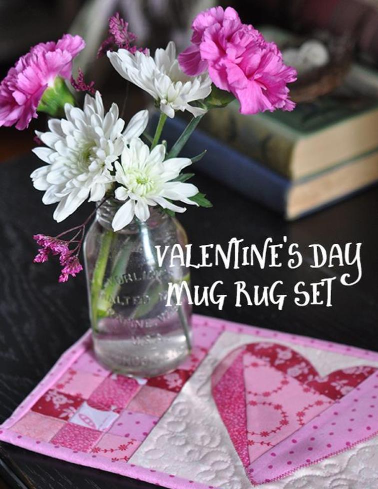 FREE Pattern and Tutorial Valentine's Day Mug Rug Sewing 4 Free
