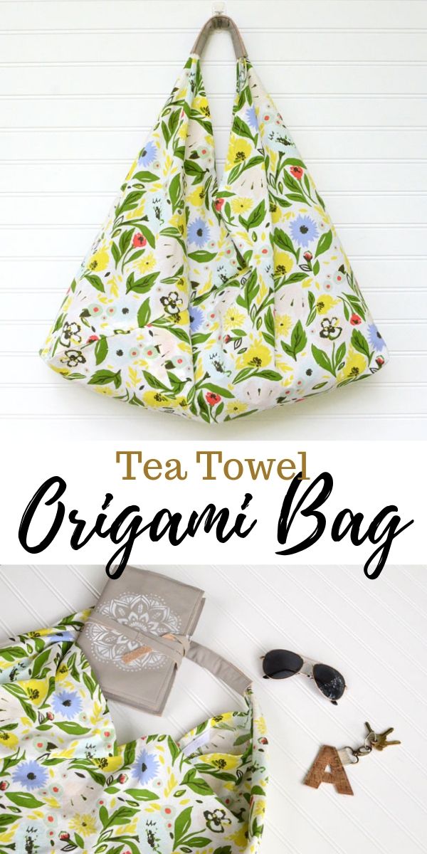 Tea Towel Origami Bag FREE Sewing Tutorial Sewing 4 Free