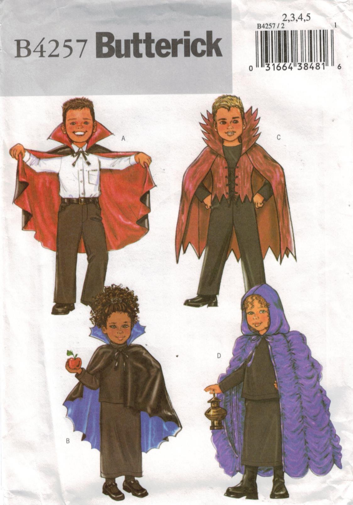 Butterick Pattern 4257 Costume Capes for toddlers and kids Easy Vampire
