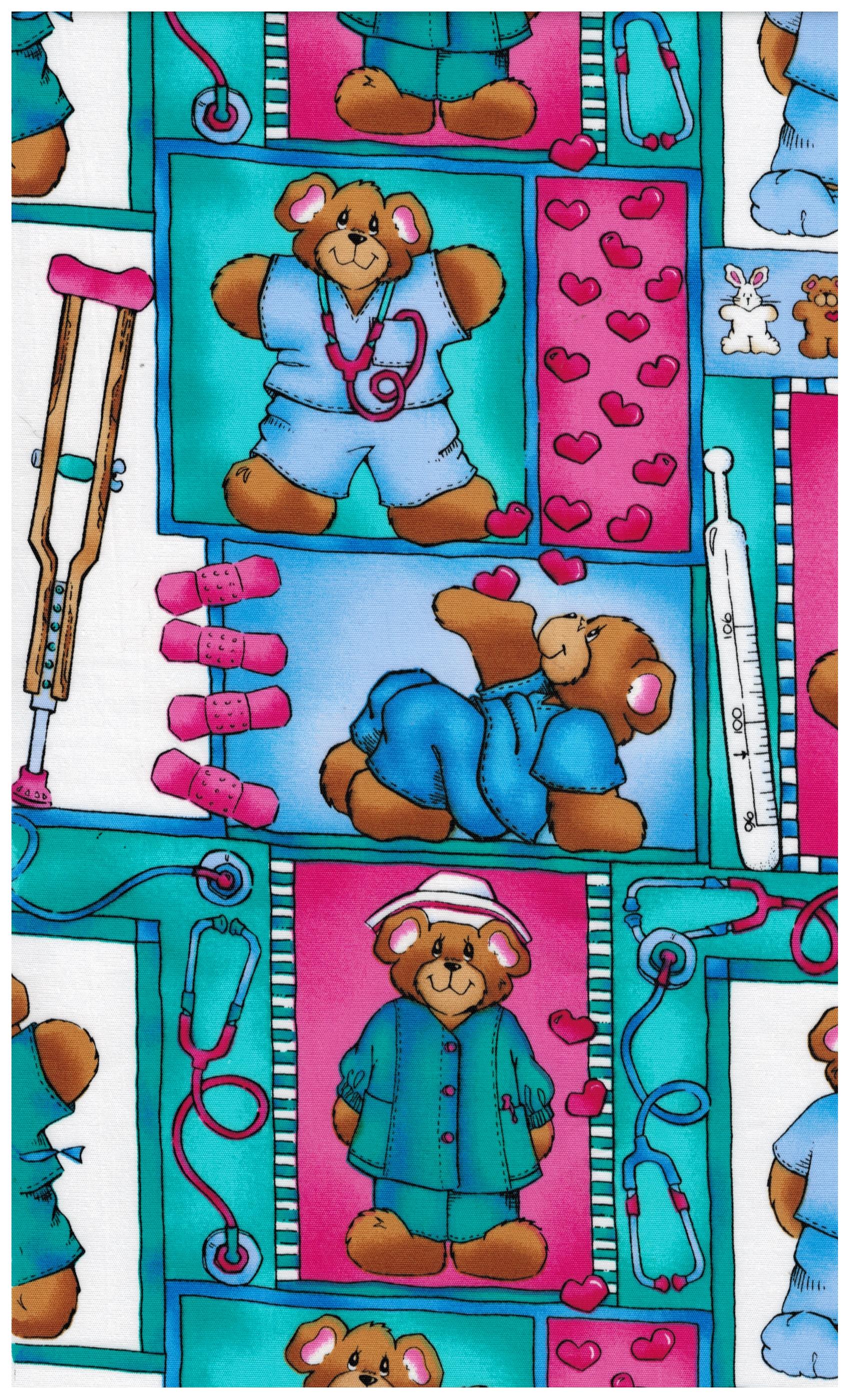 Scrub Fabric Print Teddy Bears doctor nurse theme sewing quilting fabric Sewing Pattern Heaven