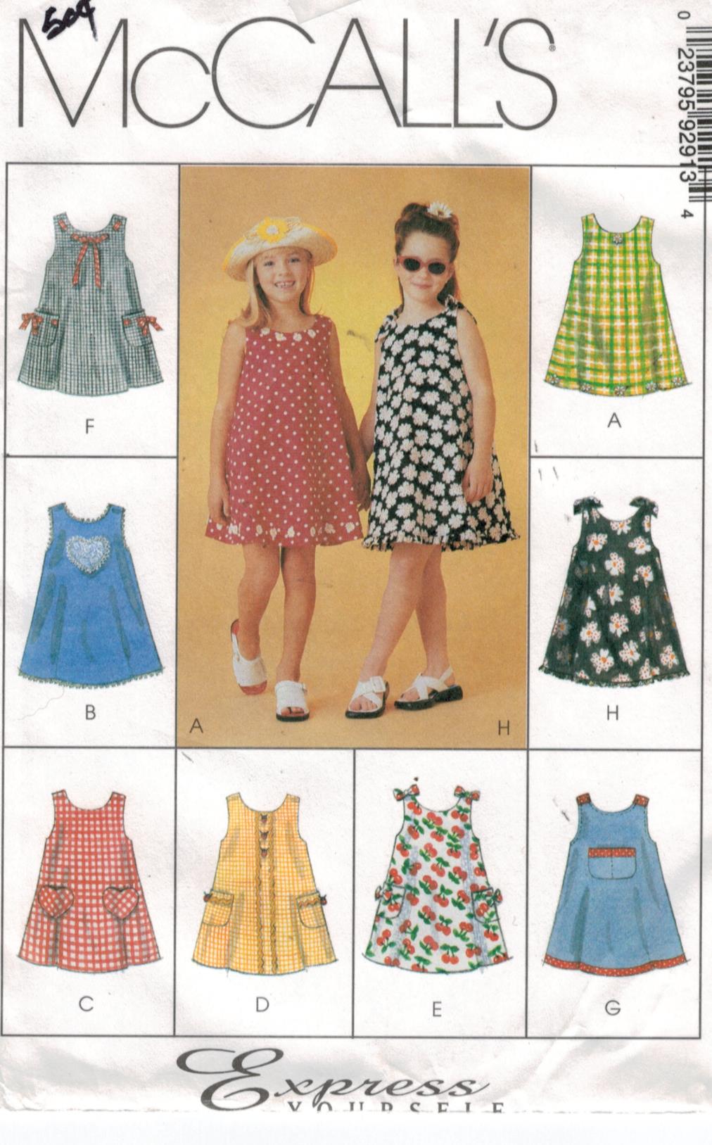 McCalls Pattern 9291 Girl’s Jumpers and Dresses sizes 6,7,8 Sewing