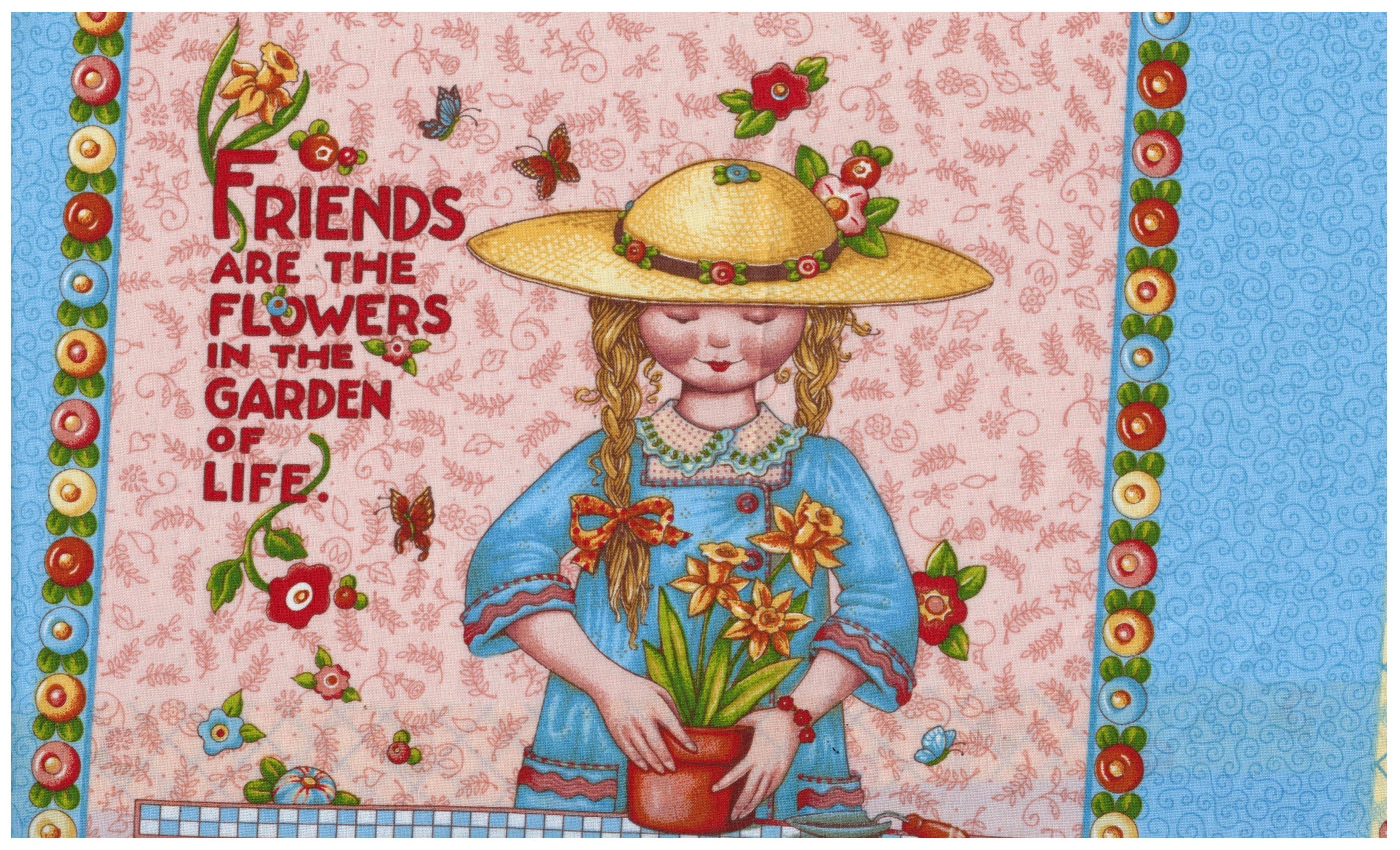 Mary Engelbreit Friendship Panel Print Fabric VIP Sewing Pattern Heaven