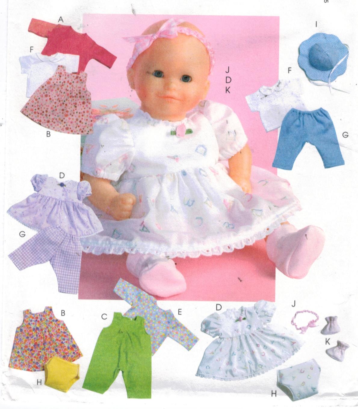 McCalls Pattern 4338 Baby Doll clothes Sizes medium and large Sewing
