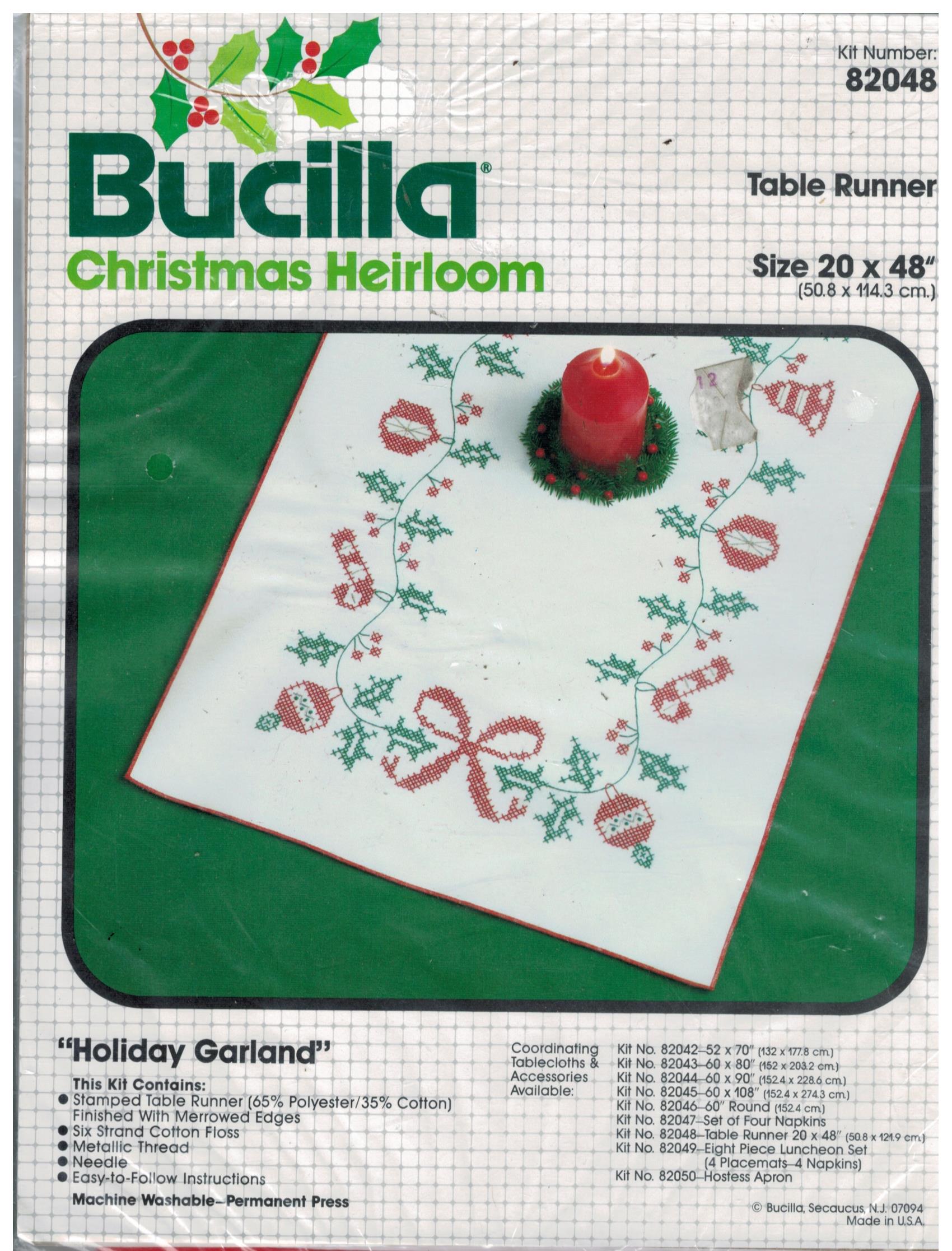 Bucilla 82048 Christmas Heirloom Table Runner Kit “Holiday Garland