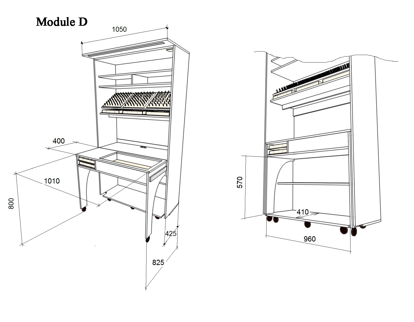 Wardrobetransformer CRAFTBOX 1C Sewing furniture, Sewing machine
