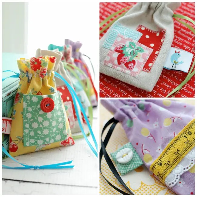 Embellished Drawstring Pouch Sewing With Scraps