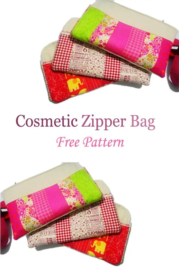 Cosmetic Zipper Bag Free Pattern Sewing With Scraps