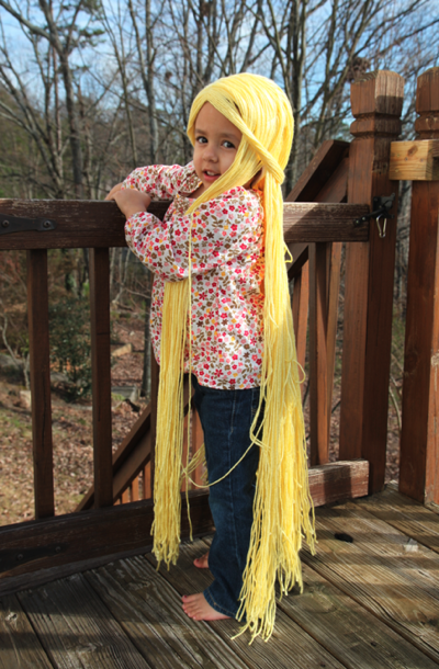 blonde yarn wig