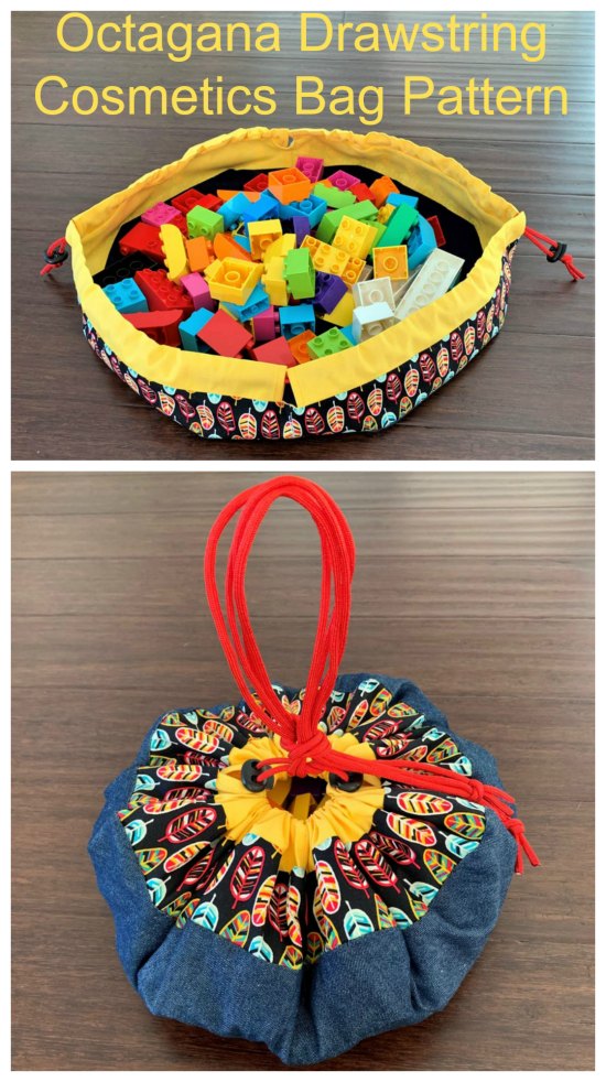 Octagana Drawstring Cosmetics Bag Pattern Sew Modern Bags