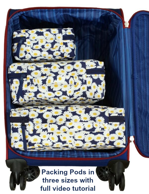 Packing Pods in three sizes with video sewing tutorial Sew Modern Bags