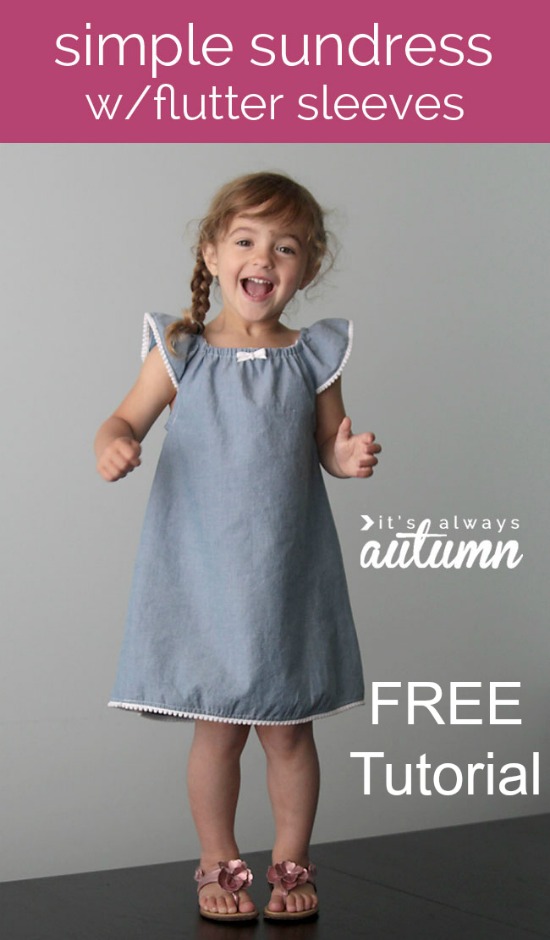 Simple Girl's Sundress with Flutter Sleeves FREE sewing tutorial