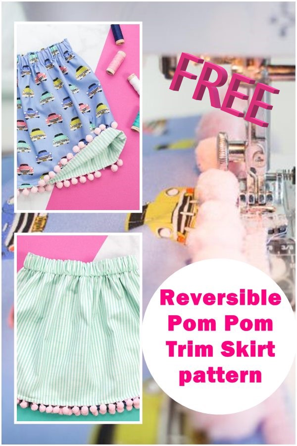 FREE Reversible PomPom Trim Skirt sewing pattern (any size) Sew