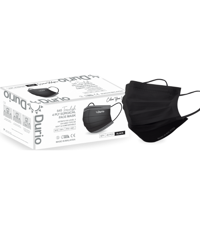 DURIO 4 PLY SURGICAL MASK BLACK Seyon Pharmacy