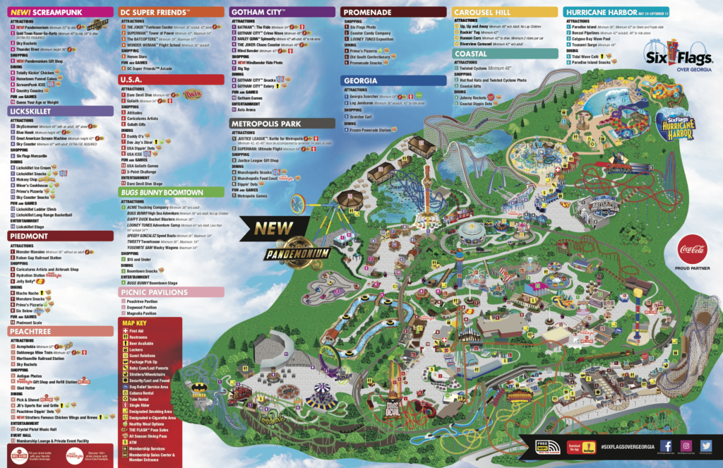 Six Flags Over Georgia Theme Park Map 275.