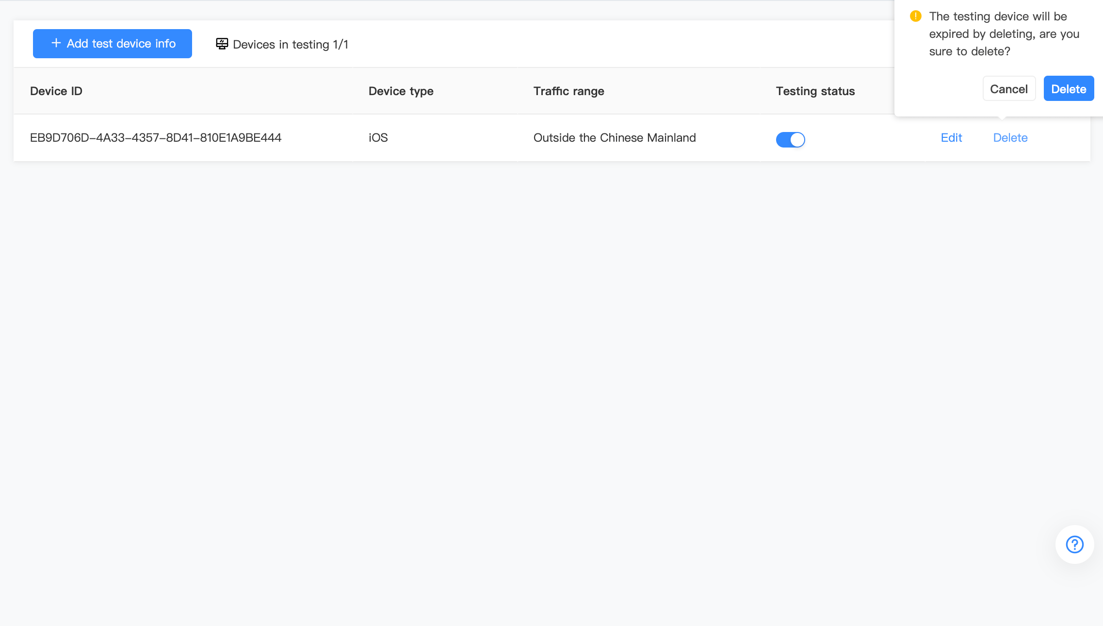 How to add a Test Device Pangle
