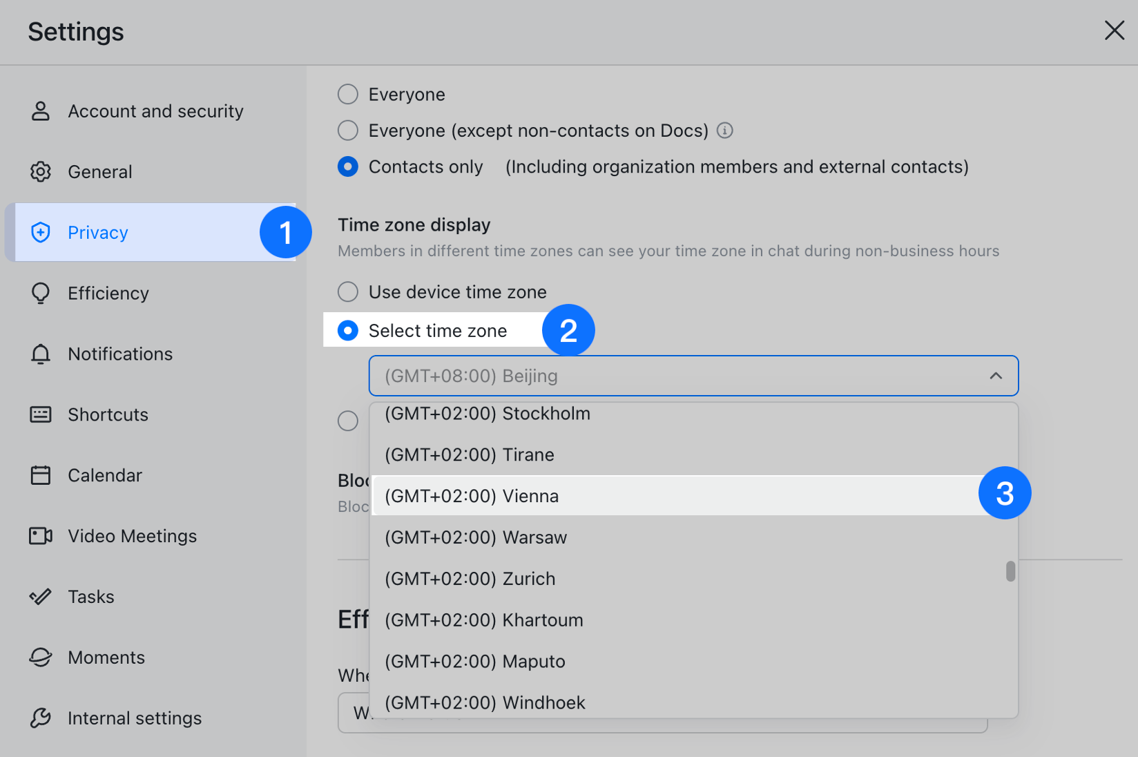 Set your displayed time zone