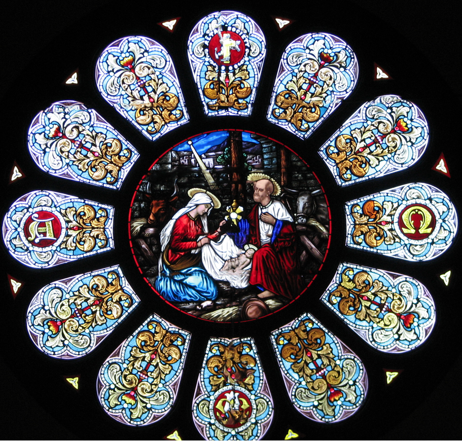 Rose window illustrates Nativity at Menlo Park church Archdiocese of