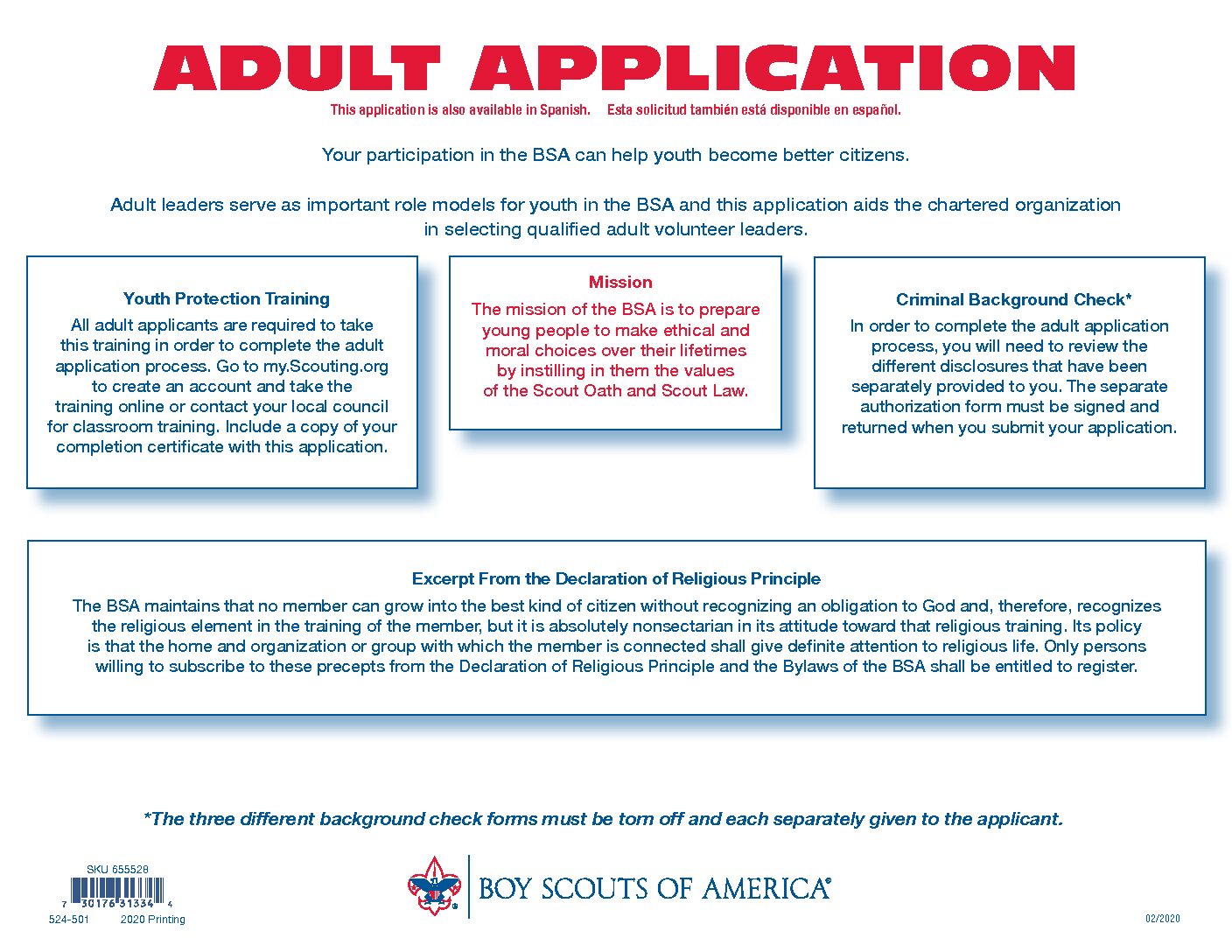 Fillable Adult Application South Florida Council, Scouting America