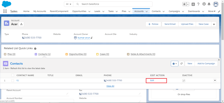 Edit Action On Related List For Lightning Experience SFDC Lessons