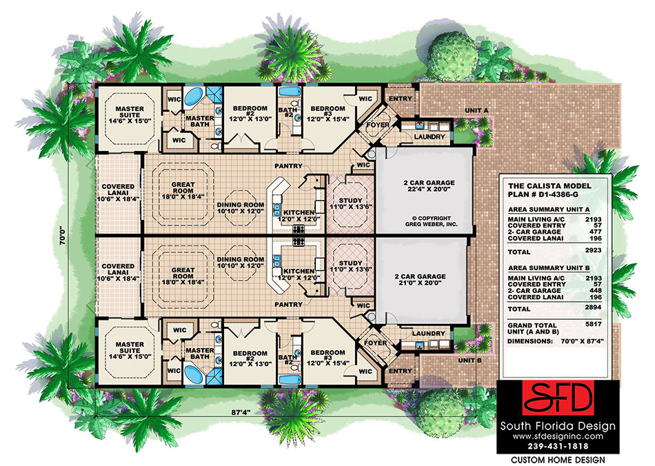 South Florida Designs Duplex European Style Floor PlanSouth Florida Design