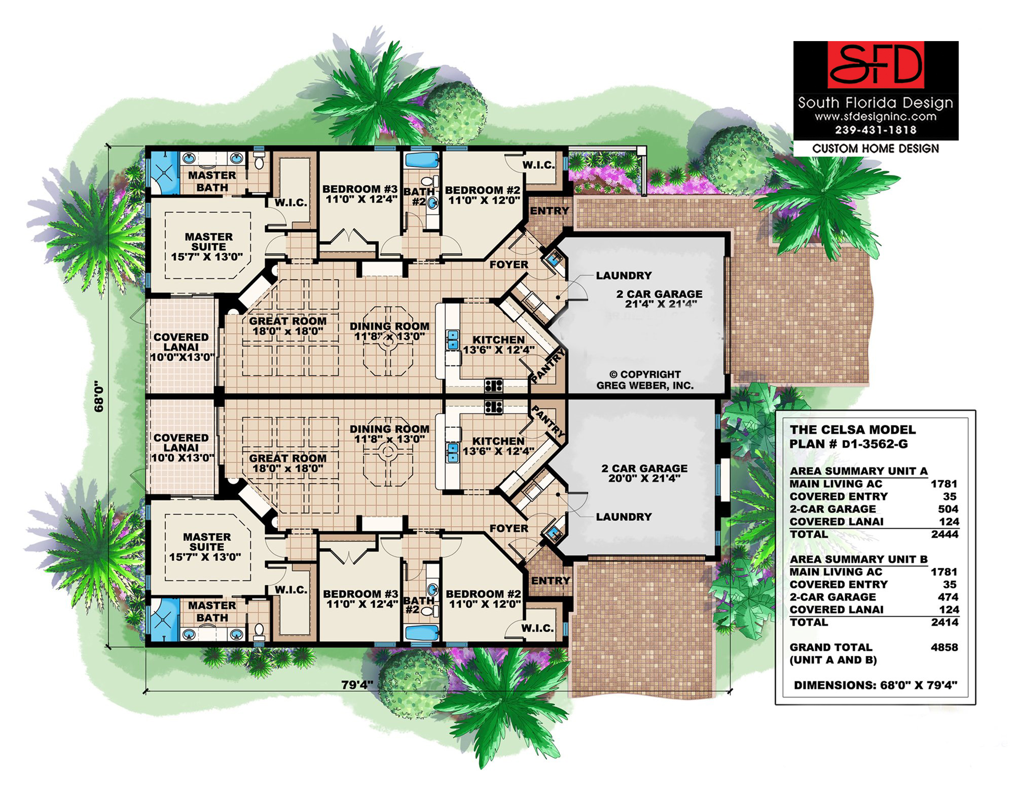 3 Bedroom Mediterranean Duplex Floor Plan