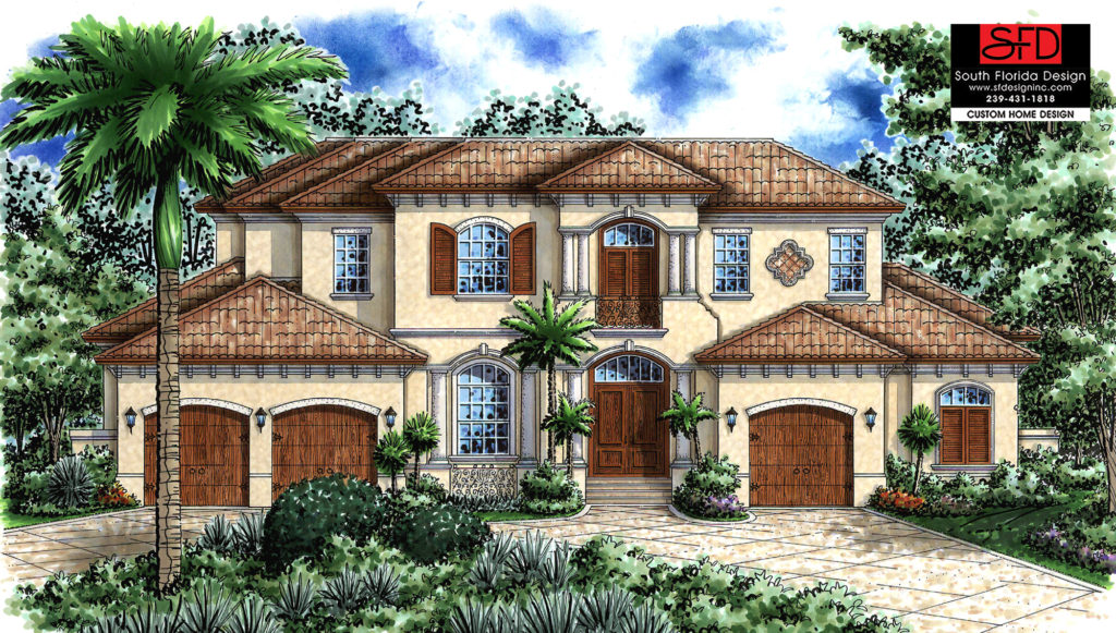 South Florida Design Spanish Style 2Story House PlanSouth Florida Design