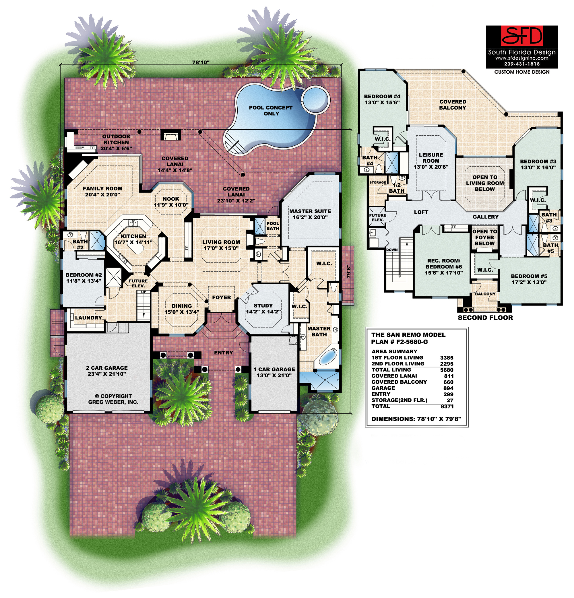 South Florida Design Spanish Style 2Story House PlanSouth Florida Design