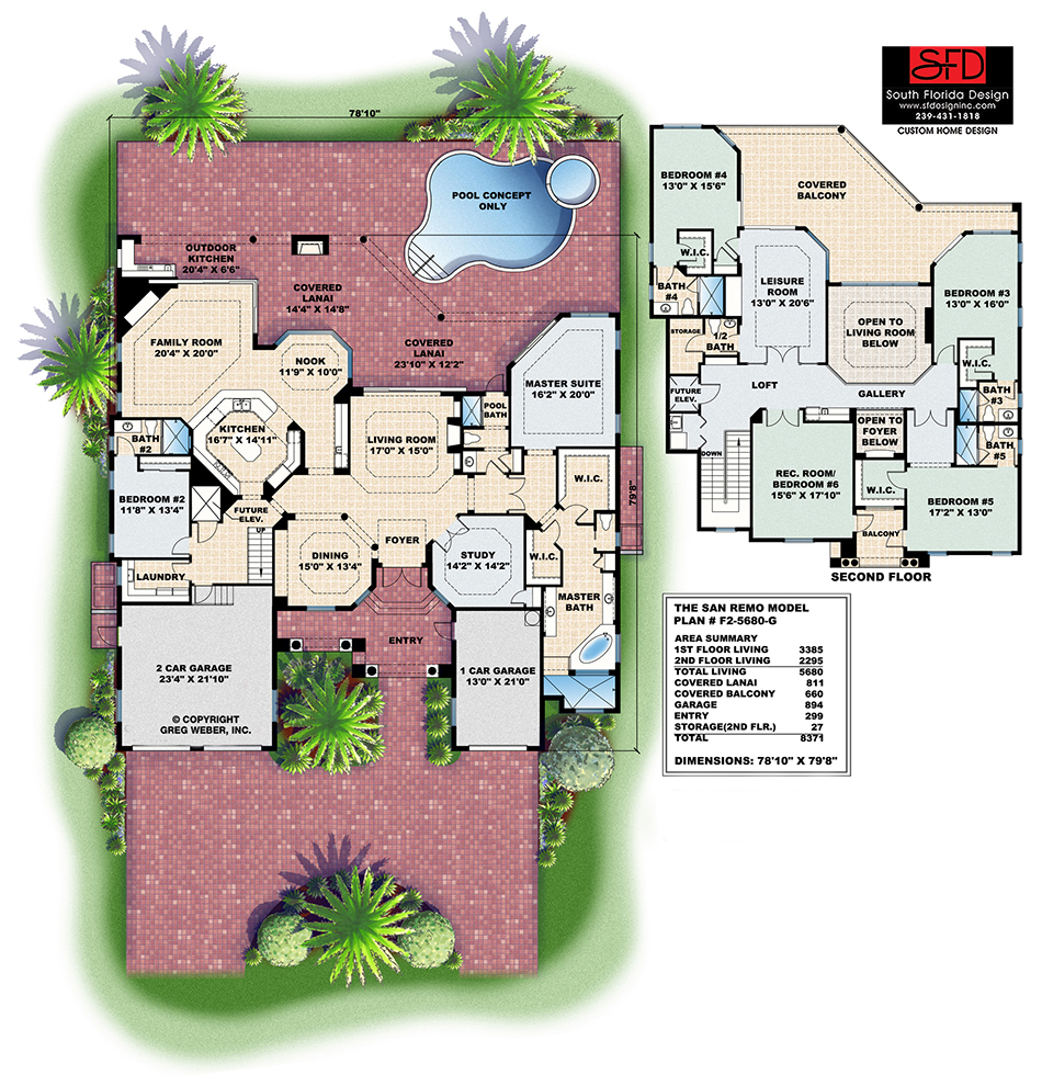 South Florida Designs Spanish Style 2Story House PlanSouth Florida Design